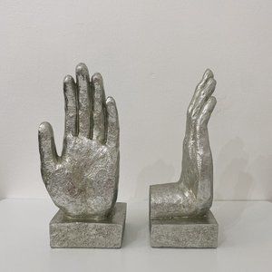 Silver Metallic Textured Hand Bookends, Set of 2